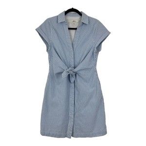 Vineyard Vines Size 10 Blue White Stripe Cornflower Tie-Front Seersucker Dress